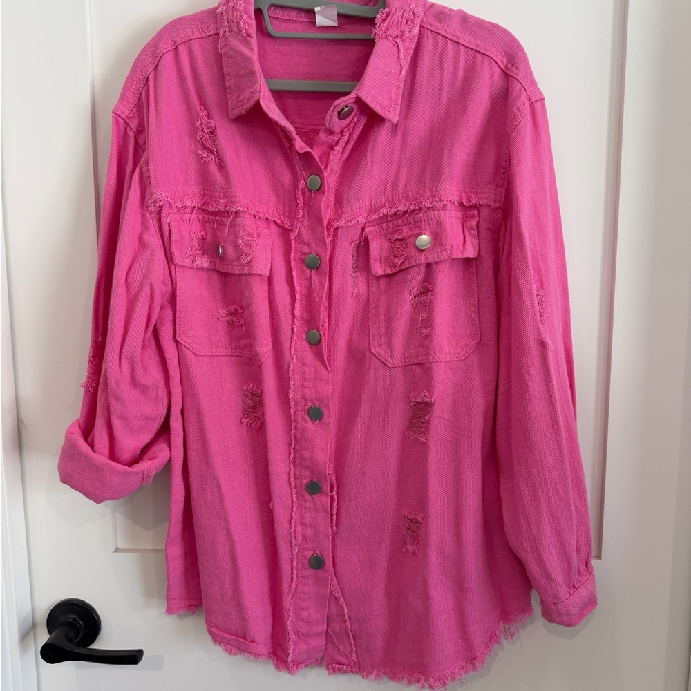 Vibrant Pink Button-Up Shirt
